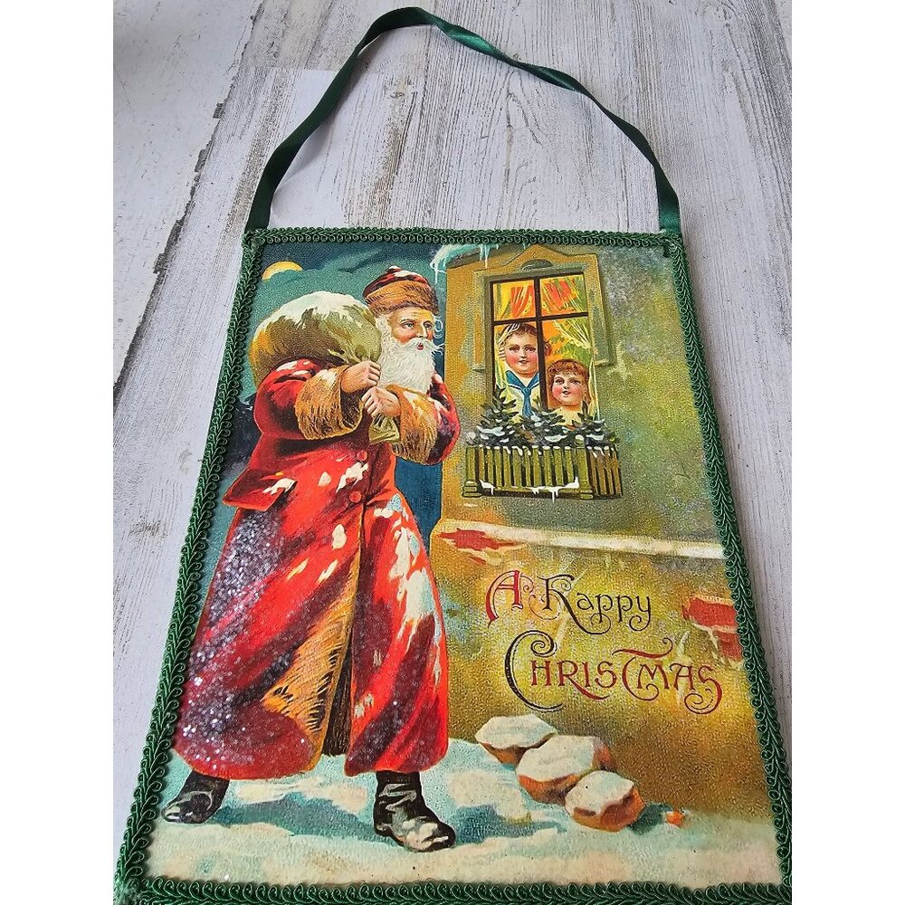 Victoria trading Santa glitter‎ picture decor Xmas hanging children